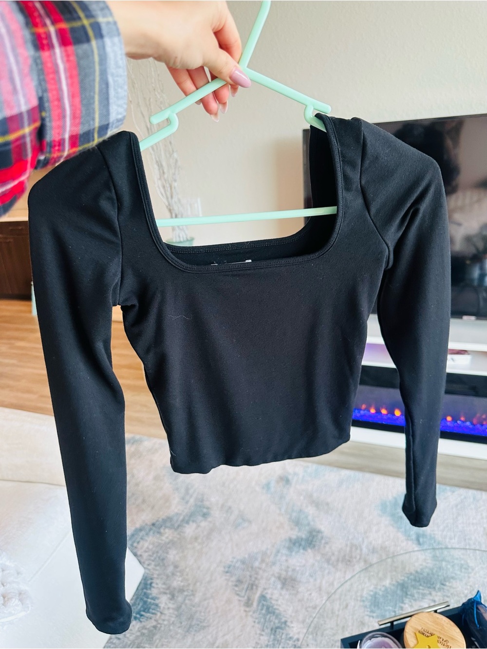 OH POLLY Black Long-Sleeve Scoop Neck Women's Top UK 6 US 2 - Picture 4 of 9